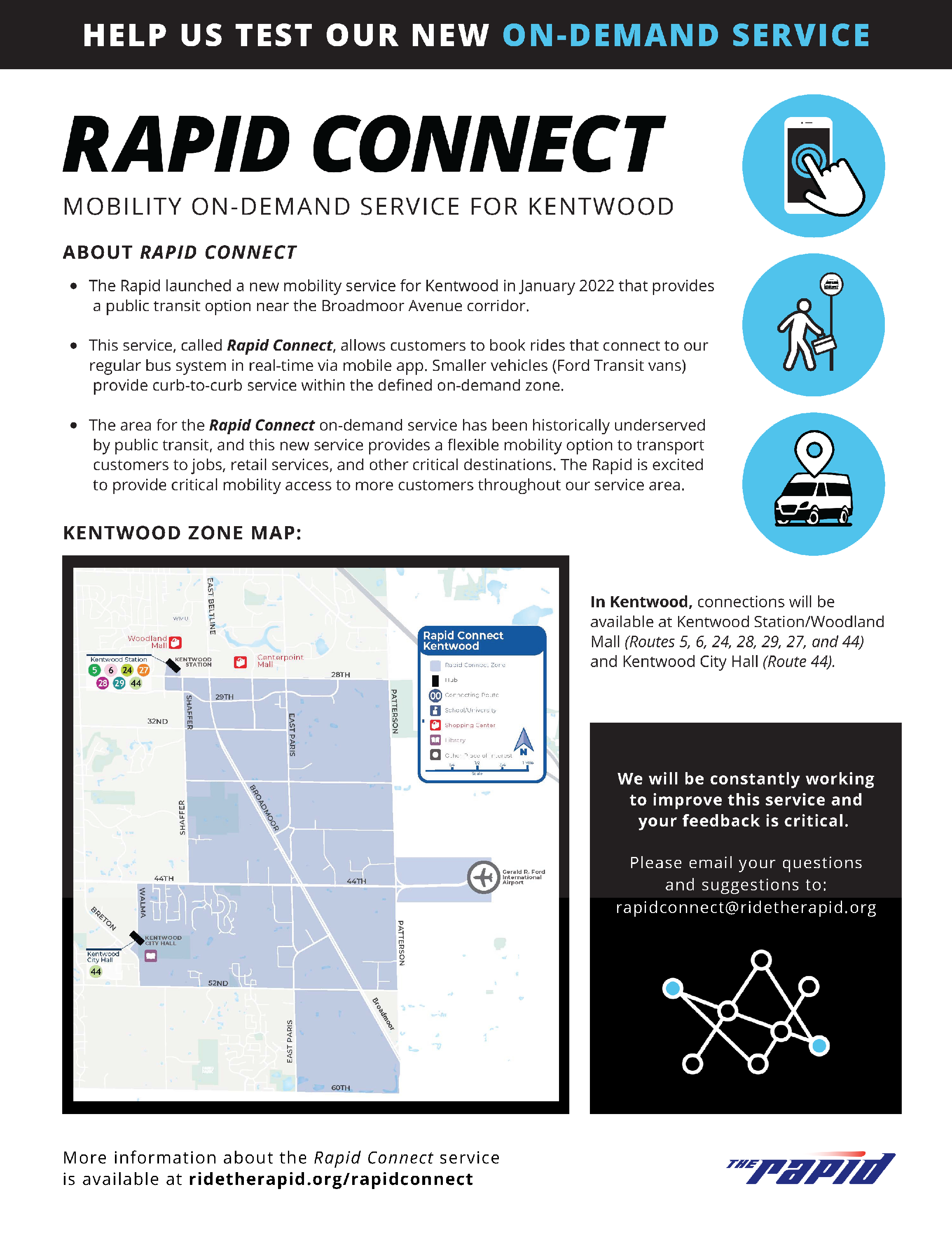 Page 1 of the educational handout about Rapid Connect in Kentwood